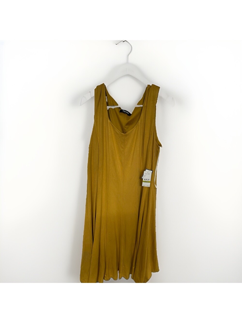 Nine West Panel Dress Size 14 Mustard Round Neck Sleeveless Career Church NWT